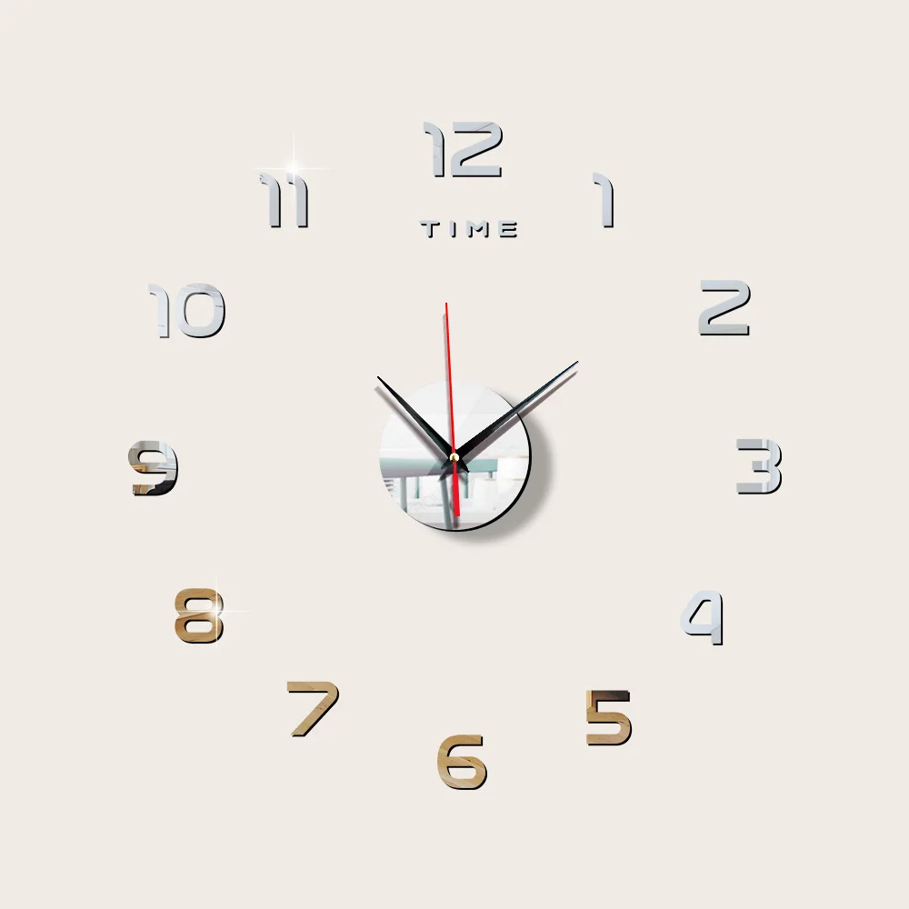 Несколько стилей 3D Светящиеся Настенные часы зеркальные наклейки креативные