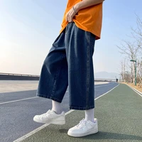 summer 4 colors jeans mens fashion casual oversized straight jeans men streetwear hip hop loose cropped pants mens denim shorts