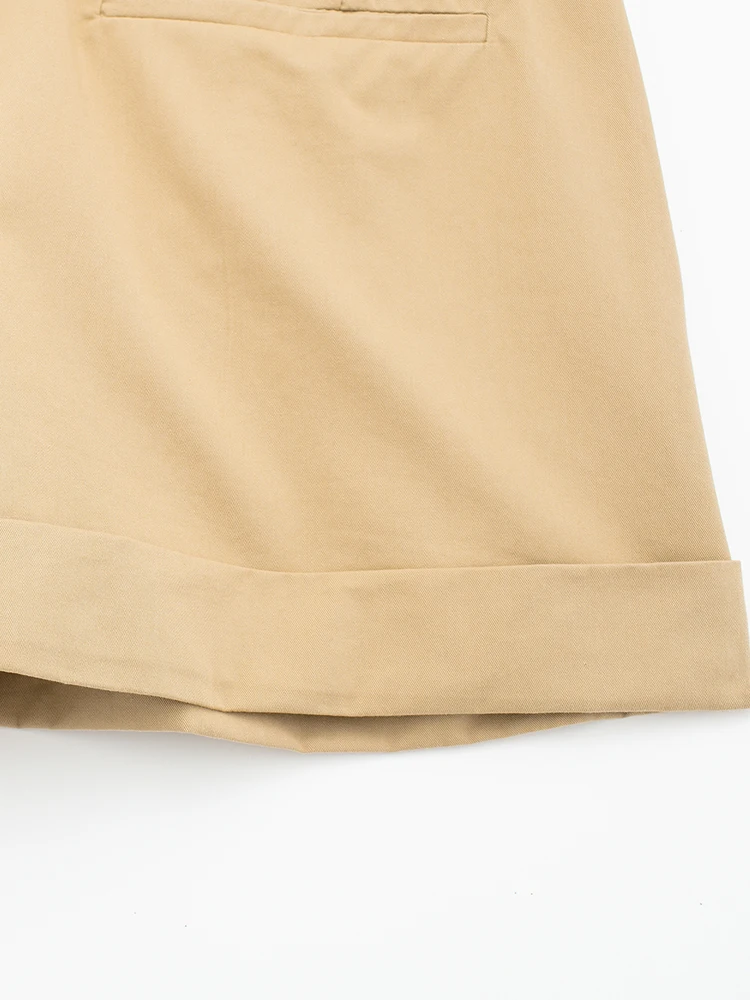 PAILETE Women 2023 fashion front pleats side pockets bermuda shorts vintage high waist zipper fly female short pants mujer