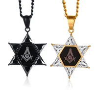 darhsen unisex men women free mason necklaces star of david pendant black white stone stainless steel chain fashion jewelry