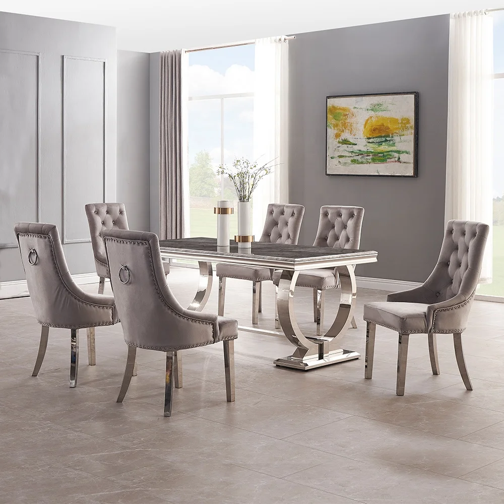 

Luxury Modern Metal Stainless Steel Marble Kitchen Dining Room Furniture for Restaurant