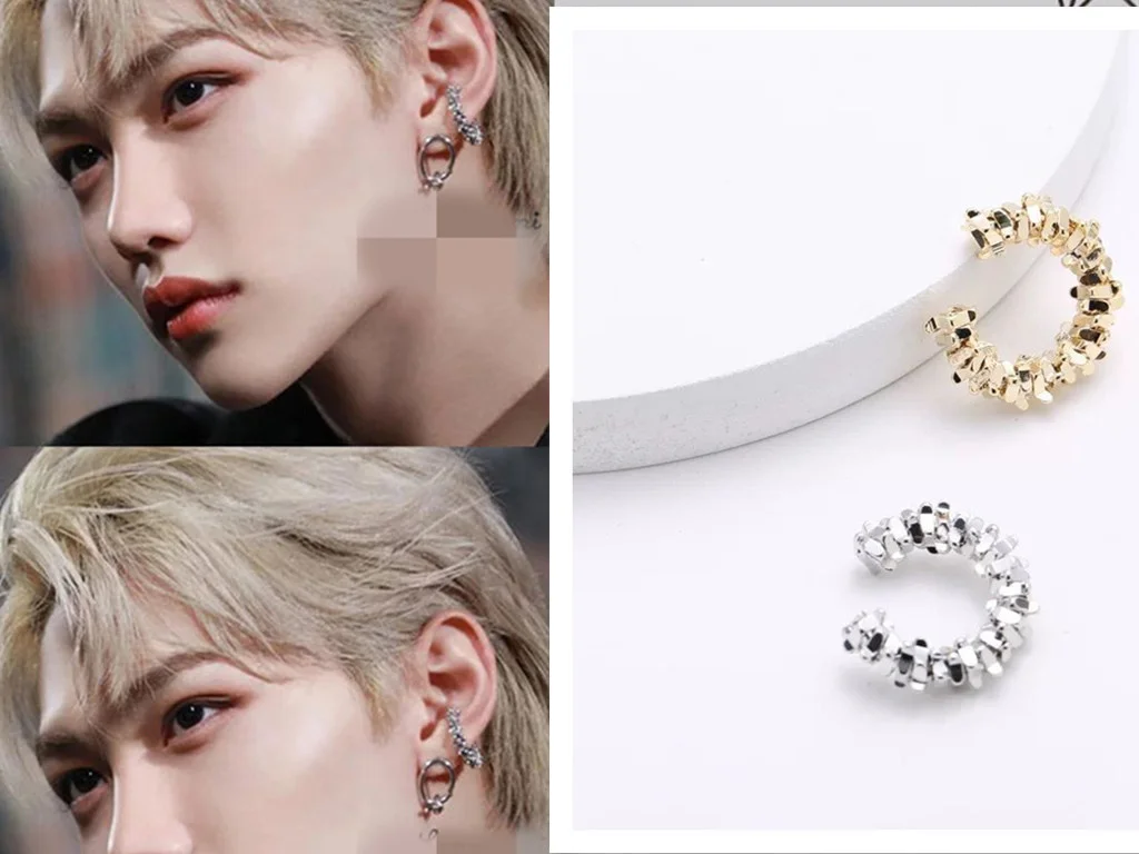

KPOP Stray Kids Li Longfu Felix The Same Earrings Retro Personality Ear Clips Men's Decorative Earrings New Korea Fashion Gifts