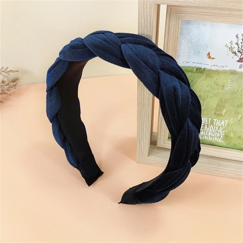 

E9LC Fashion Headbands for Women Non-Slip Soft Thick Wide Solid Color Girls Hair Hoop