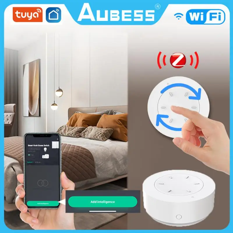 

Tuya Mini Smart Knob Switch DIY Wireless Scene Button Rotatable Dimmer Switch ZigBee Home Appliances Automation Linkage Remoter