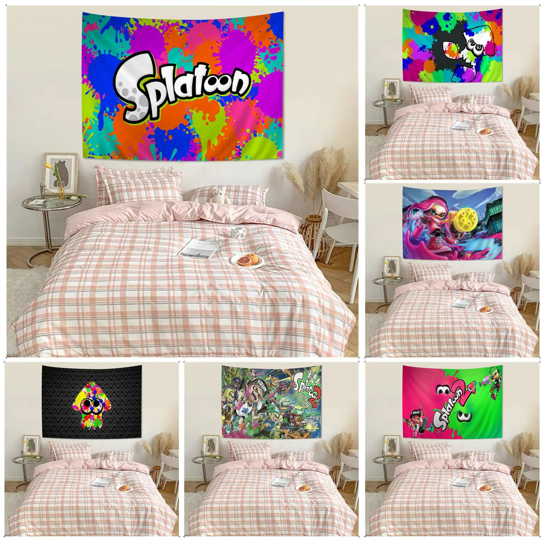 

Game Splatoon Hippie Wall Hanging Tapestries Hanging Tarot Hippie Wall Rugs Dorm Decor Blanket