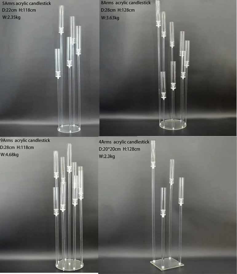 

10 pcs Acrylic Candelabra All Clear Candle Holders Wedding Candlesticks Table Centerpieces Flower Stand Holder Big Candelabrum