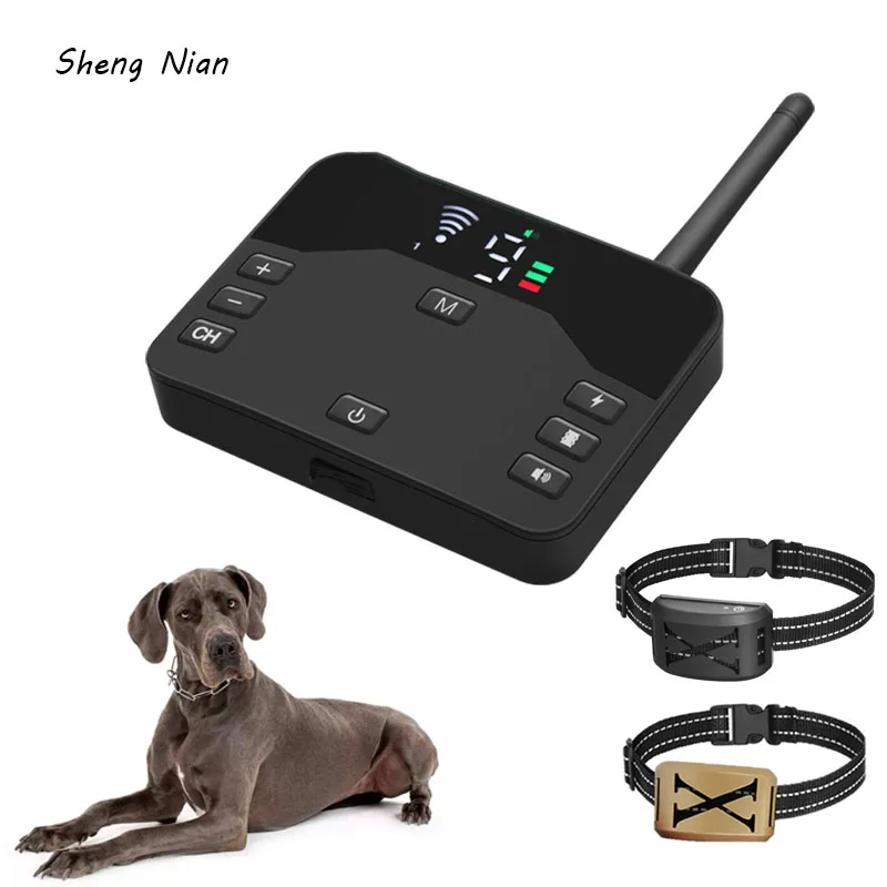 

Smart Dog Trainer Device 2 in 1 300m Wireless Pet Electronic Fence Color Screen USB Charging Bark Stop Collar For All Size Dogs