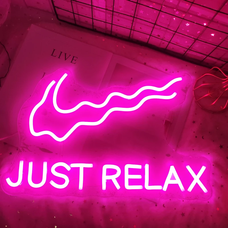 Just Relax Neon Light Sign for Wall Bedroom Game Room Party Bar Decor Dimmable Neon Lamp Birthday Wedding Holiday Decoration