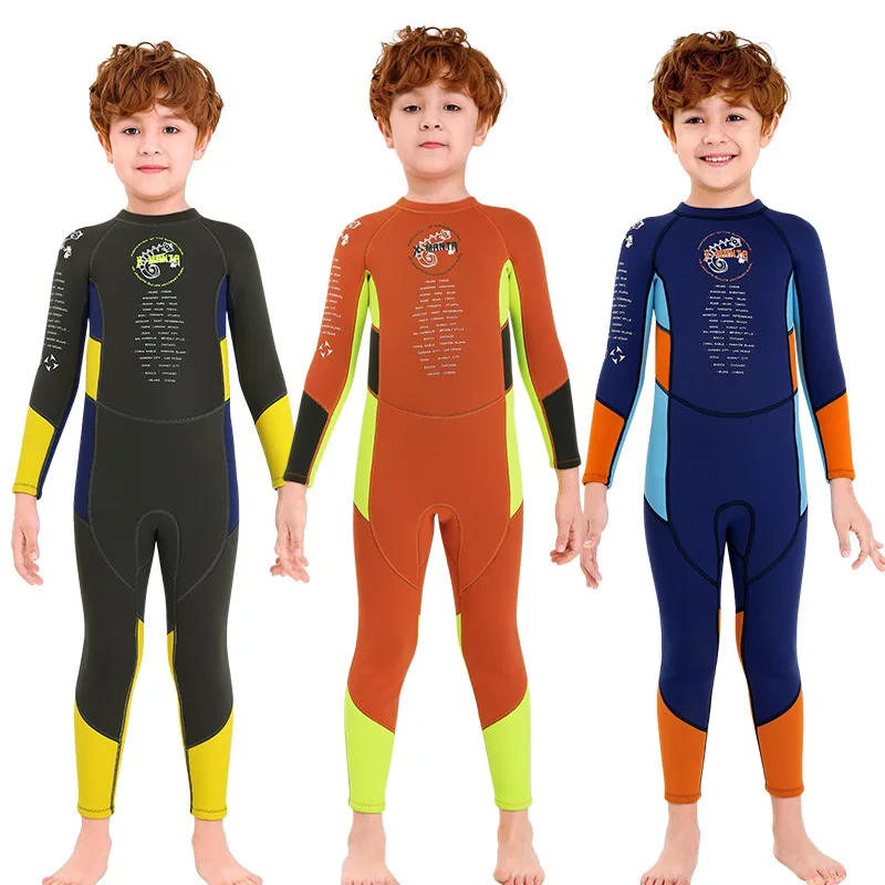 

Kids Swimsuit 2.5MM Boys One-piece Long-sleeved Thickened Warmth and Sunscreen Quick-drying Swimwear Diving Suit