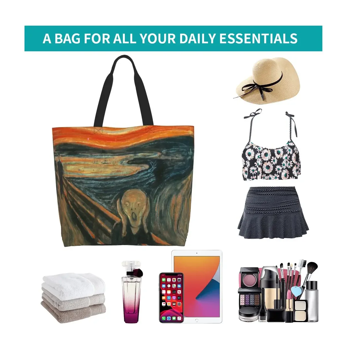 Сумка-шоппер с забавным криком Эдварда мунч многоразовая холщовая сумка-шоппер