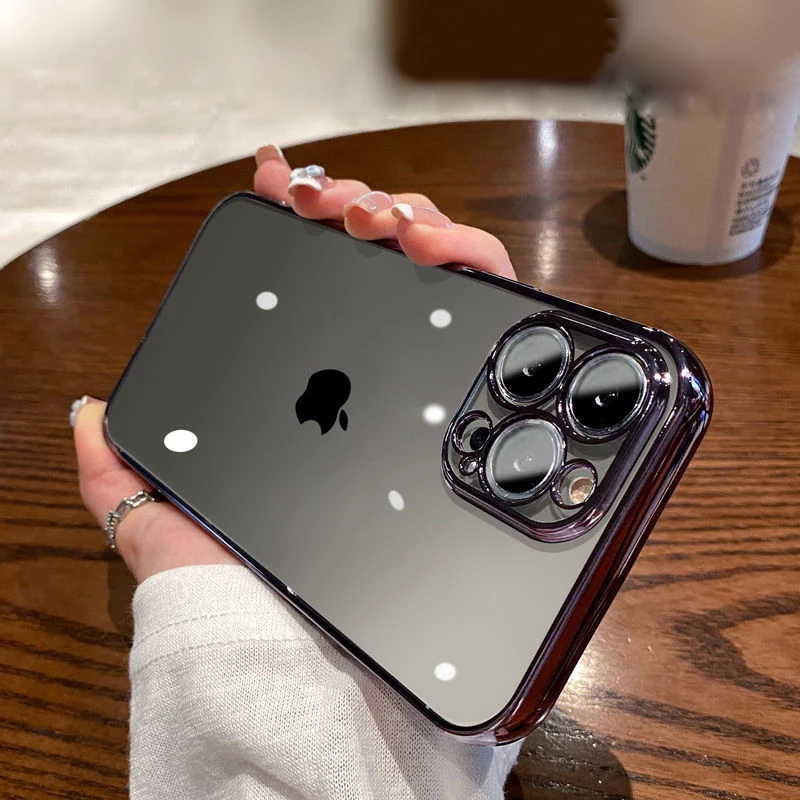 

Luxury Plating Frame Clear Case on For iPhone 13 12 11 Pro MAX Mini XS XR X 7 8 Plus SE 3 2020 Transparent Soft Silicone Cover