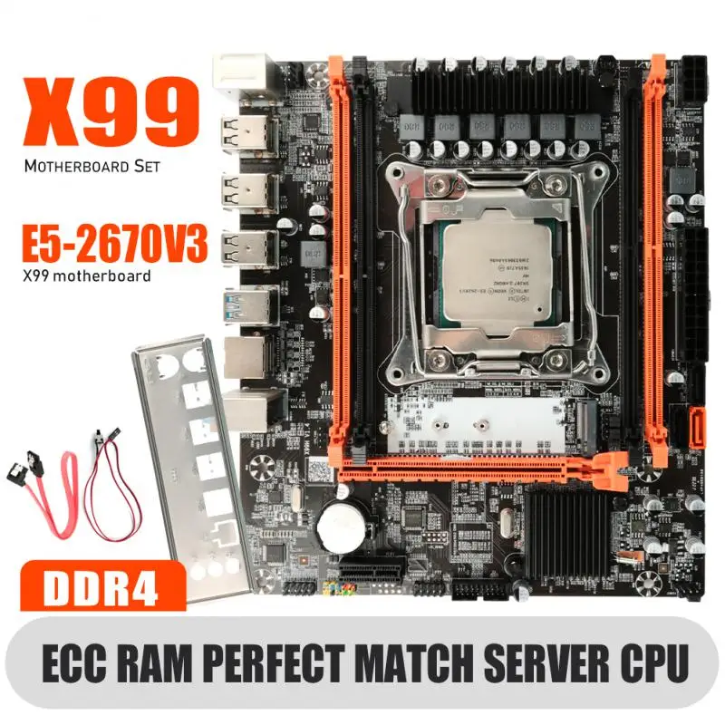 X99 Dual CPU Motherboard LGA 2011 V3 E-ATX USB3.0 SATA3 With Dual Processor With Dual M.2 Slot 8 DIMM DDR4 4 PCIE Slots 1