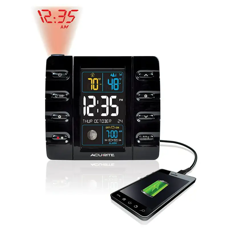 

Projection Clock with Outdoor Temperature and USB Charger