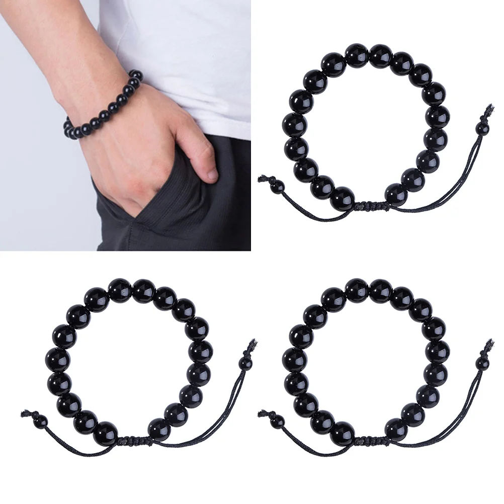 

3 Pcs Obsidian Bracelet Health Care Bracelet Wristband Magnetic Weight Loss Bracelet Bracelet Braided Bead Man