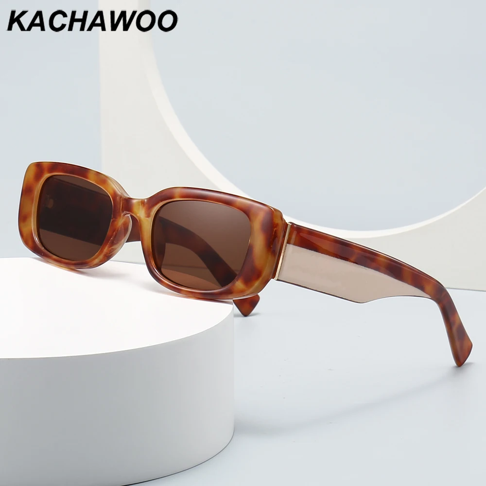 

Мужские и женские очки в ретро стиле Kachawoo, коричневые, черные солнцезащитные очки в квадратной оправе с леопардовым принтом и защитой uv400, трендовые уличные аксессуары