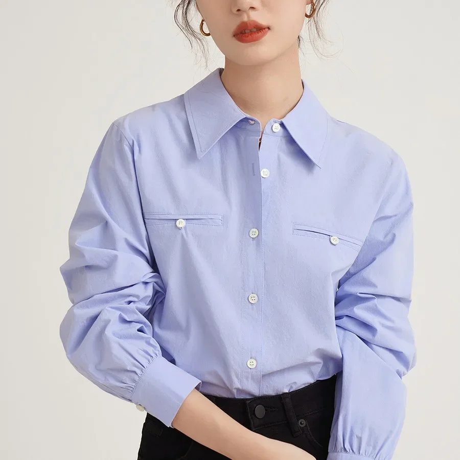 Женская осенняя рубашка с длинным рукавом стильная разумный дизайн нишевый