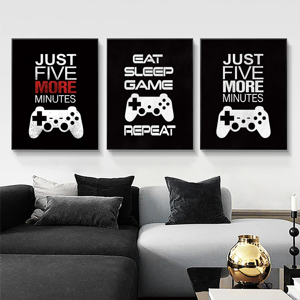 

Get Sleep Game Wall Prints Posters Gamepad Canvas Painting Modern Art Prints Pictures for Boy's Room Living Room Home Decor