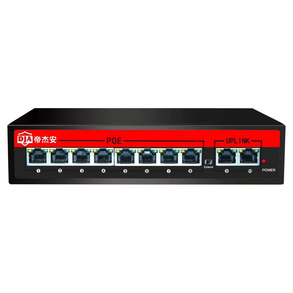 10 Ports standard Network System Network Reverse Switch Optical Ethernet Switch Suitable for IP camera/Wireless AP/POE camera