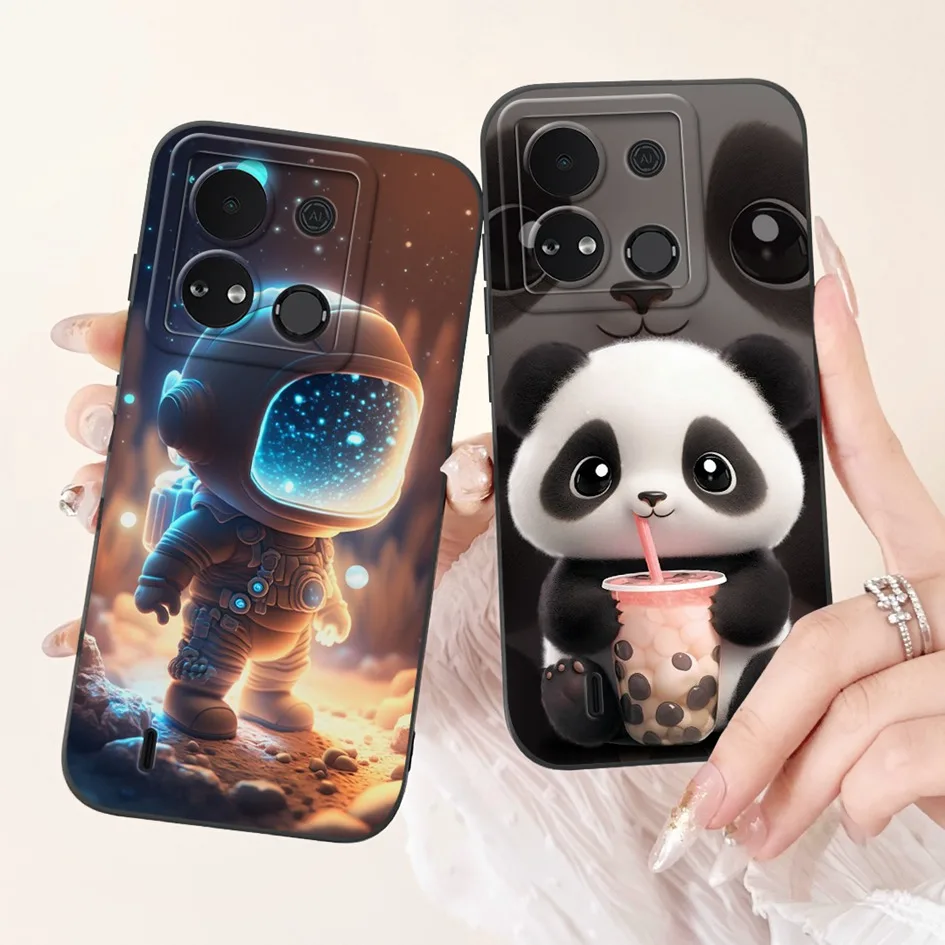 For Itel A04 Case A632WM Lovely Panda Cartoon Astronaut Camera Lens Protection Soft Phone Cases A 04 ItelA04 Fundas