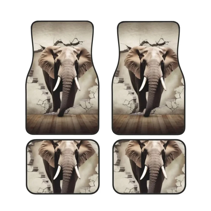 

Elephants Printed Car Floor Mats Universal Front Rear Floor Foot Mats Set of 4 Piece Full Set for Most Cars Sedan Trucks Vans