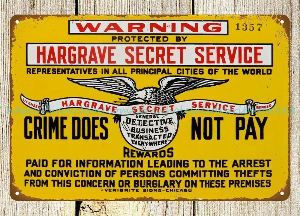 

Жестяной знак для секретной службы, частных детекторов