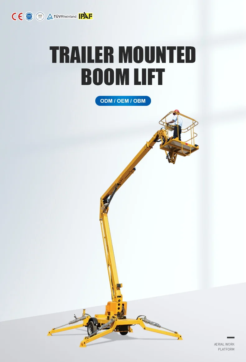 

Qiyun Kinglift Trailer-mounted Boom Lifts Height is from 8m to 20m Cherry Picker/Telescopic Towable Architecture/Aerial Work