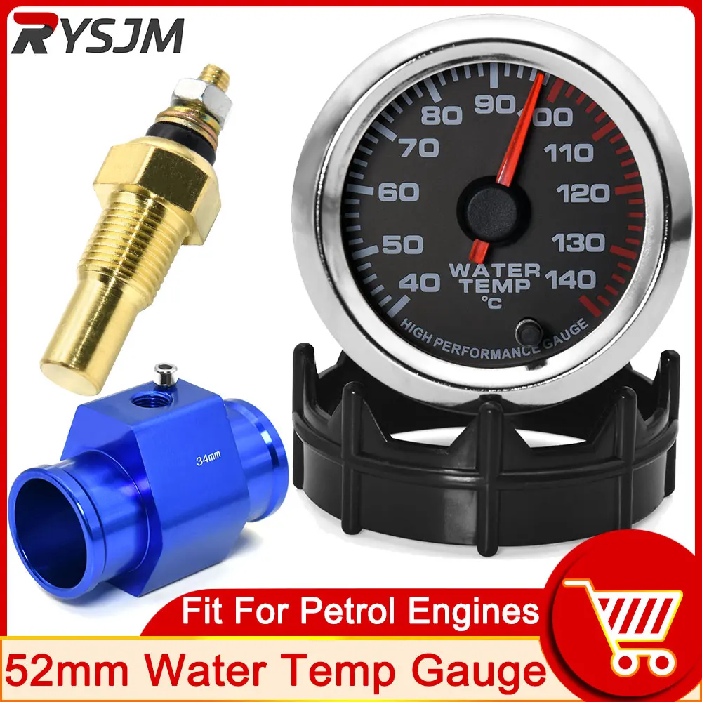 

52 мм Автомобильный датчик температуры воды 40-140 градусов Цельсия с температурой воды Соединительный адаптер датчика трубы 1/8NPT Индикатор те...