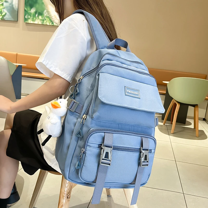

2023 Fashion College Backpack Women Schoolbag For High School Students Cool Female Nylon Student Bag Multi-Pocket Trave Backpack