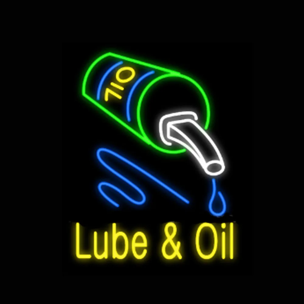 

Lube And Oil Custom Handmade Real Glass Tube Store Station Firm Company Gas Advertise Wall Decor Display Neon Sign Light 20"X24"