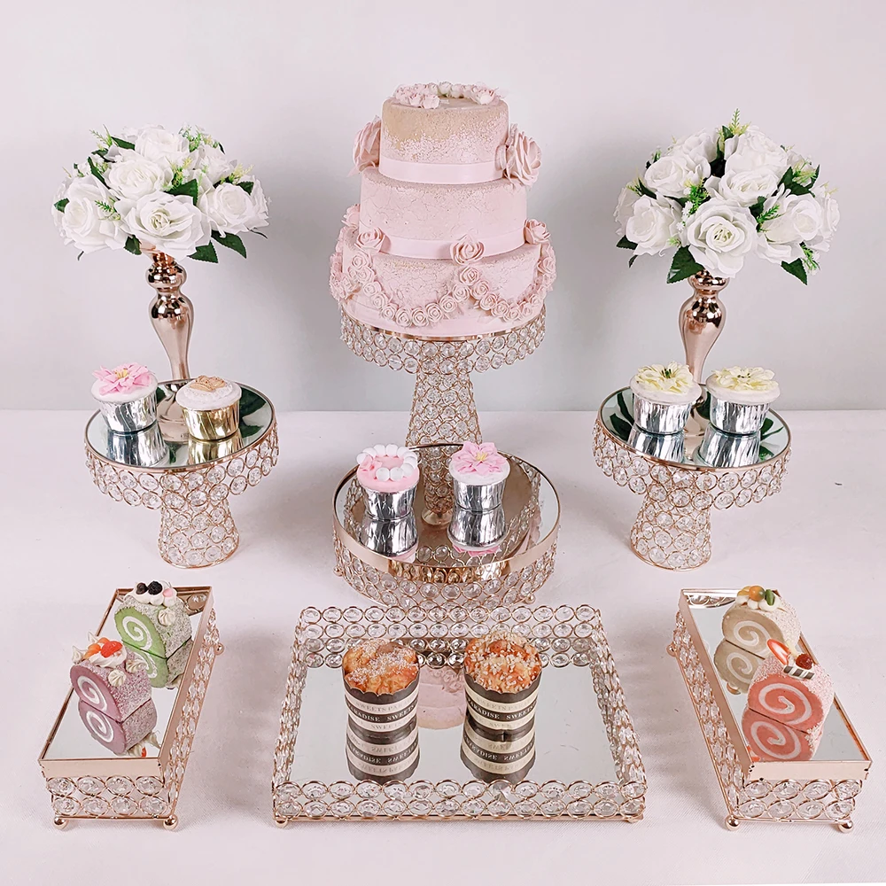 Дешево 6 шт.-18 шт. новый дизайн, набор подставок для торта, украшение на день рождения, стиль люстры из Искусственного хрусталя, подставка для торта д...