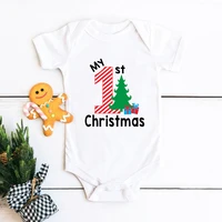 my first christmas newborn baby white short sleeve rompers cotton boys girls christmas outfits infant bodysuit clothes xmas gift