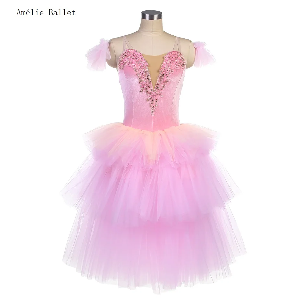 22035 розовый бархатный топ лиф 3-х уровневая романтическая юбка-пачка для девочек и