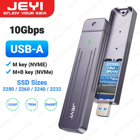 JEYI прямая установка M.2 NVMe корпус, фоторазъем USB 3,2 10 Гбит/с, встроенный алюминиевый 2242 2280 SSD