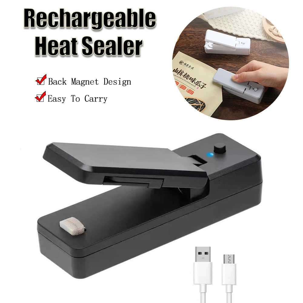 2In1 Portable Rechargeable Mini Bag Sealer Vacuum Bag Sealer Heat Sealer With Cutter Sealer For Plastic Bag Food Storage