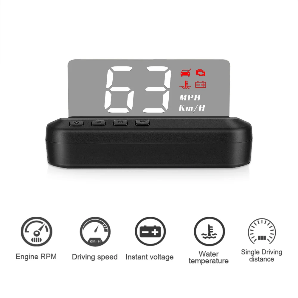 

Car HUD Windshield Auto Electronic Voltage Alarm C100-HUD OBD2 II EUOBD Overspeed Warning System Projector RPM Head Up Display