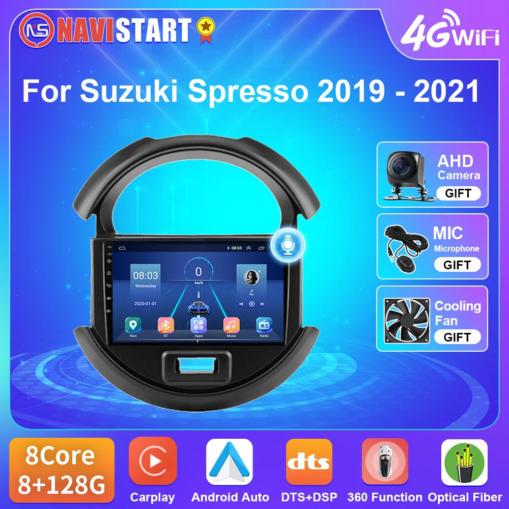 

Автомагнитола NAVISTART на Android 10, мультимедийный плеер для Suzuki Spresso 2019-2021, видеопроигрыватель для Carplay, 4G, Wi-Fi, BT, 2 Din