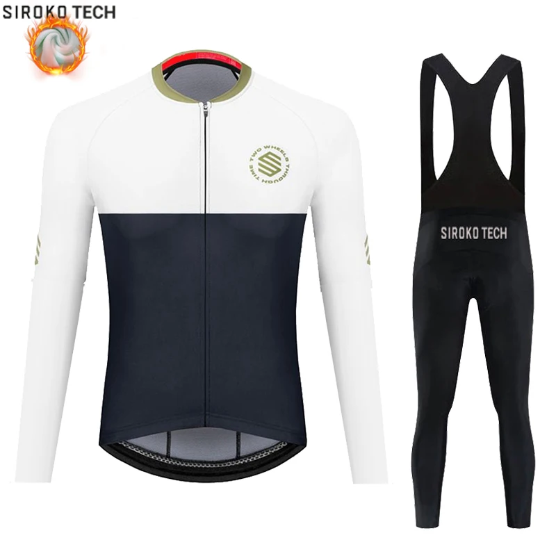 

2022 SIROKOTECH Winter Thermal Fleece Cycling Jersey Set New MTB Bicycle Clothes maillot Ropa Ciclismo Long Sleeve Bike Clothing