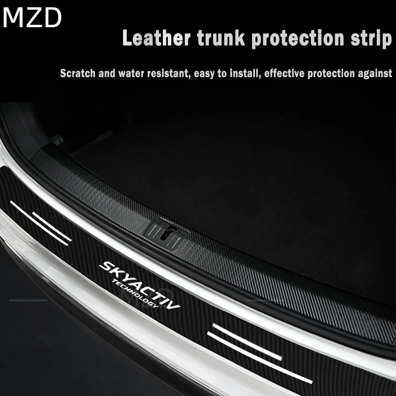 

For Mazda Skyactiv 2 3 5 6 8 CX3 CX4 CX5 CX8 CX30 Car Rear Trunk Bumper Guard Plate Carbon Fiber Stickers Protector Strip Decal