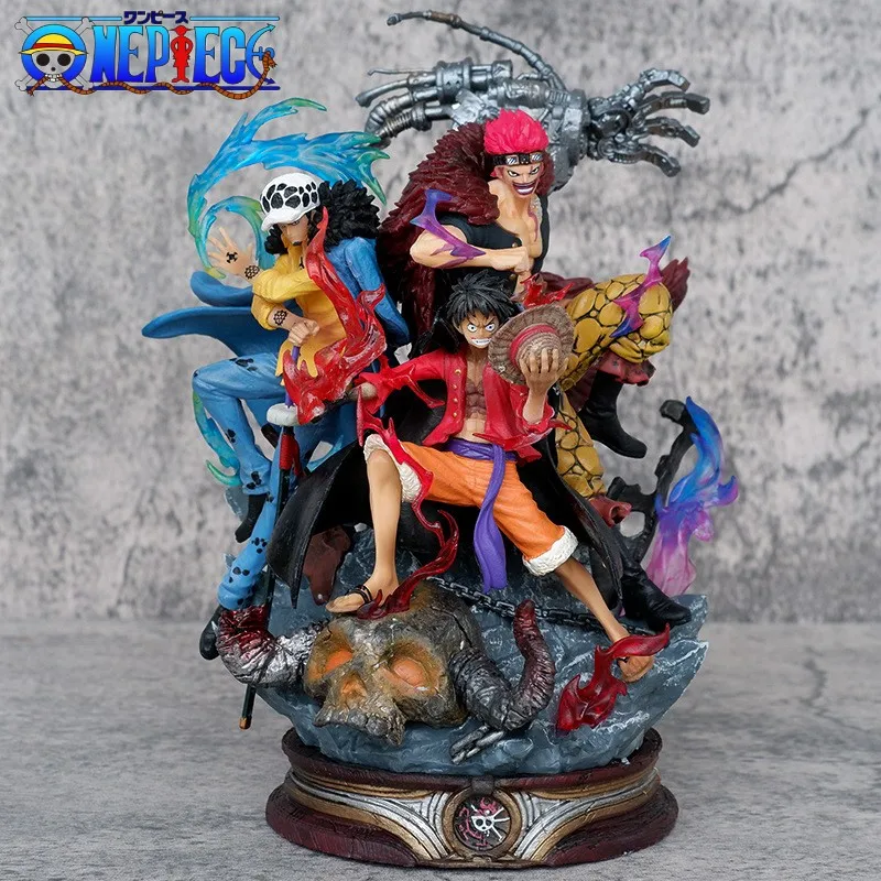 

22cm One Piece Anime Figures Luffy Kidd Law Worst Generation Gk Figurine Yonko Pvc Statue Model Collection Decoration Toys Gift