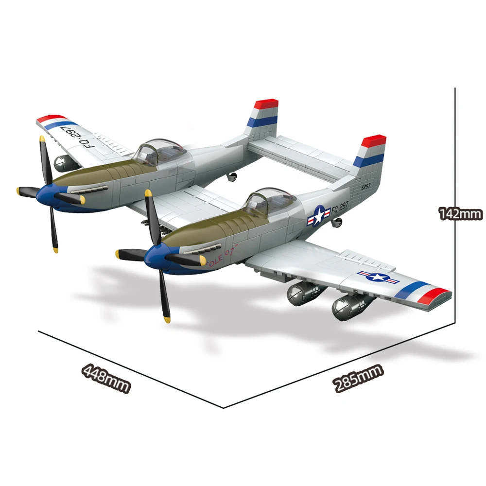 Фото Горячие военные строительные блоки F-82 Twin Mustang, самолетные блоки, оружие ВВС США, двухместный истребитель, модель самолета WW2, кирпичи №3