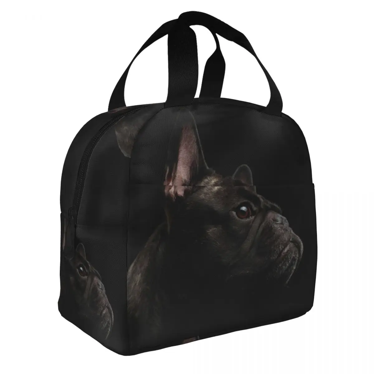 Close-up French Bulldog Dog Lunch Bento Bags Portable Aluminum Foil thickened Thermal Cloth Lunch Bag for Women Men Boy