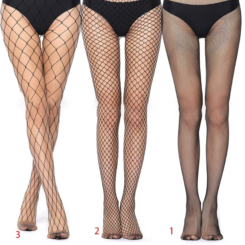 

Womens Sexy Hollow Out Fishnet Tights Stockings High Waist See-Through for Cross Mesh Black Pantyhose Nightclub Dancing 066C