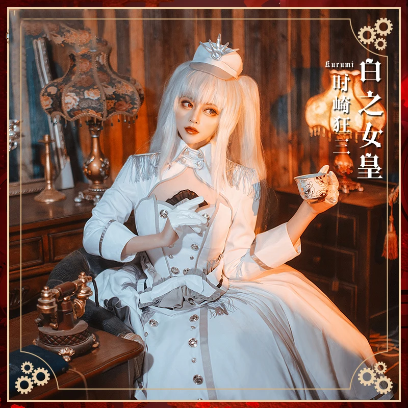 

Anime DATE A LIVE Cosplay Costume White Queen Tokisaki Kurumi Cosplay Dress Women Lolita Uniform Halloween Nightmare Party Suit
