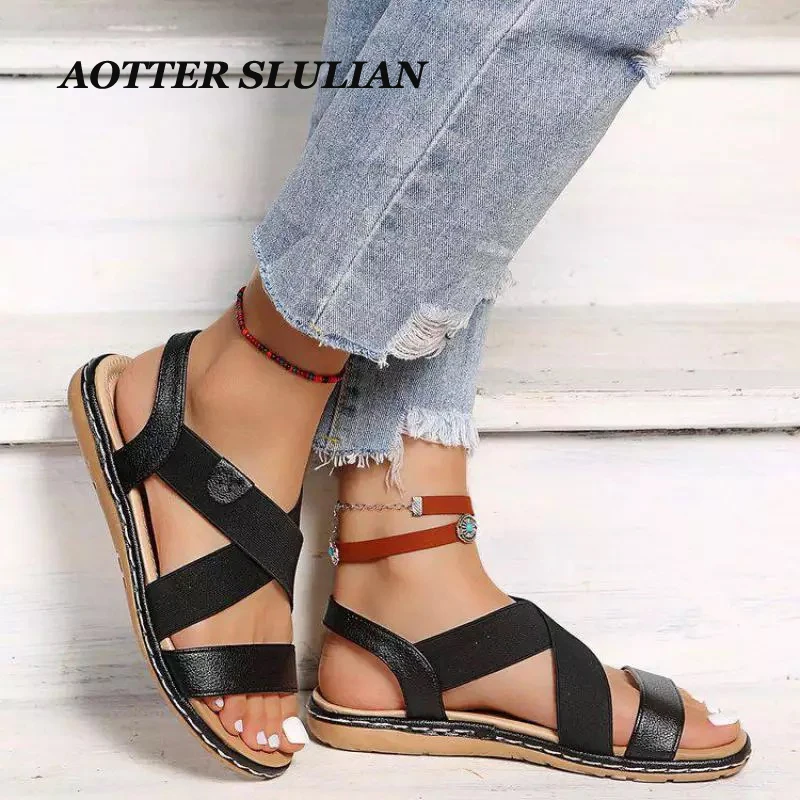 

Женские сандалии, новинка, летняя обувь, женская модель, сандалии на плоской подошве для пляжа, женская повседневная обувь на платформе, жен...