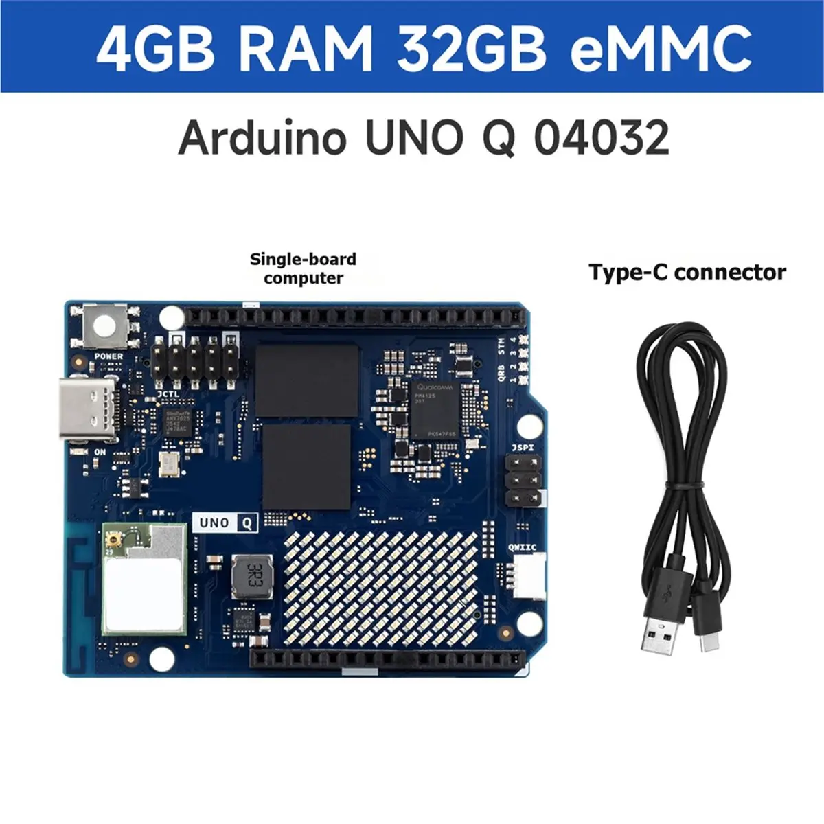 Фото Плата для разработки ИИ DTC6 для Arduino UNO Q: высокопроизводительная, для распознавания объектов, голосового управления, обнаружения движения, 4 ГБ ОЗУ, 32 ГБ ПЗУ №3