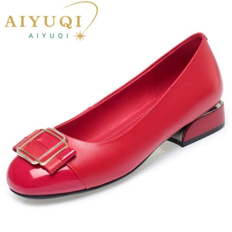

New Dress Shoes Women Fashion 2023 Spring Genuine Leather Women Daily Shoes Non-slip Large Size Mid-aged Office Shoe Women
