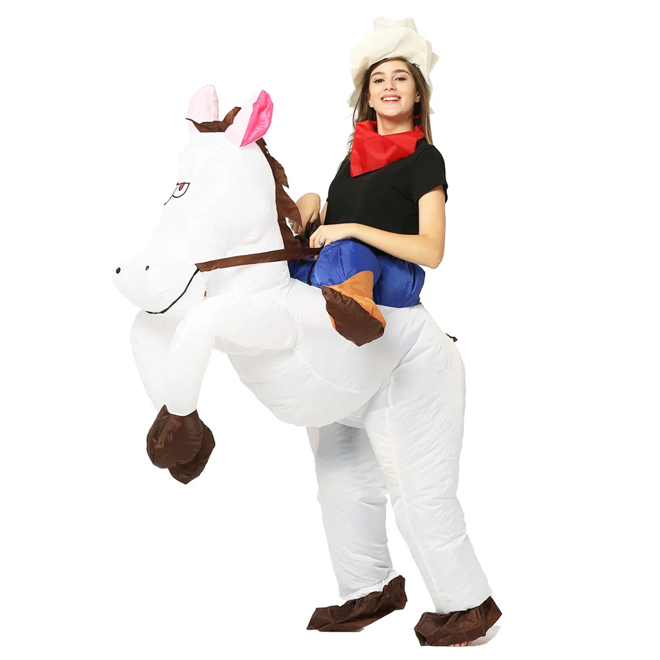 JYZCOS Inflatable Cowboy Costume Adult Western Horse Rider Fancy Dress for Men Women Halloween Party Suit |