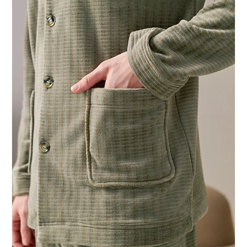 Мужские пижамы Finteng осенне-зимний утепленный флисовый костюм свободный теплый