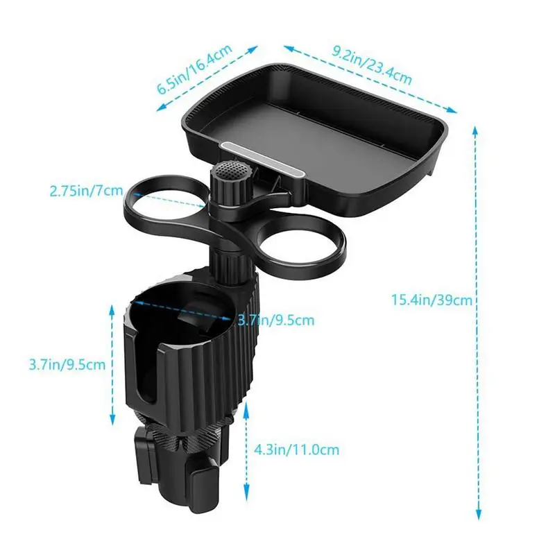 Multifunctional Car Cup Holder With 360 Swivel Adjustable Car Food Eating Tray Attachable Tray Table For Cup Holders Expander images - 6