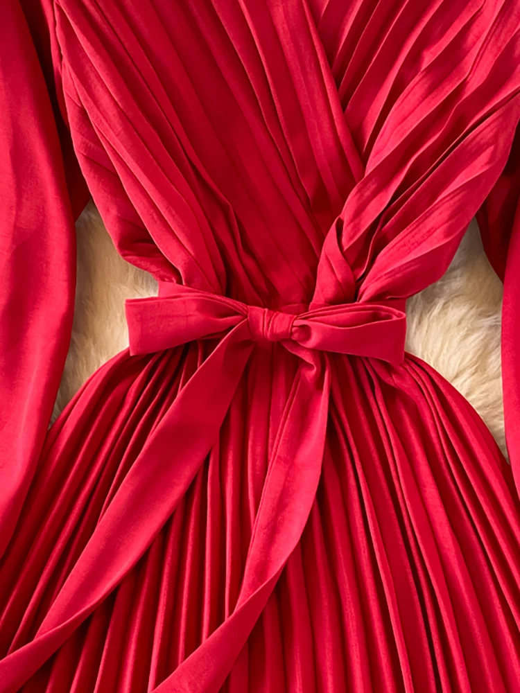 Женское плиссированное платье с драпировкой Элегантное повседневное высокой